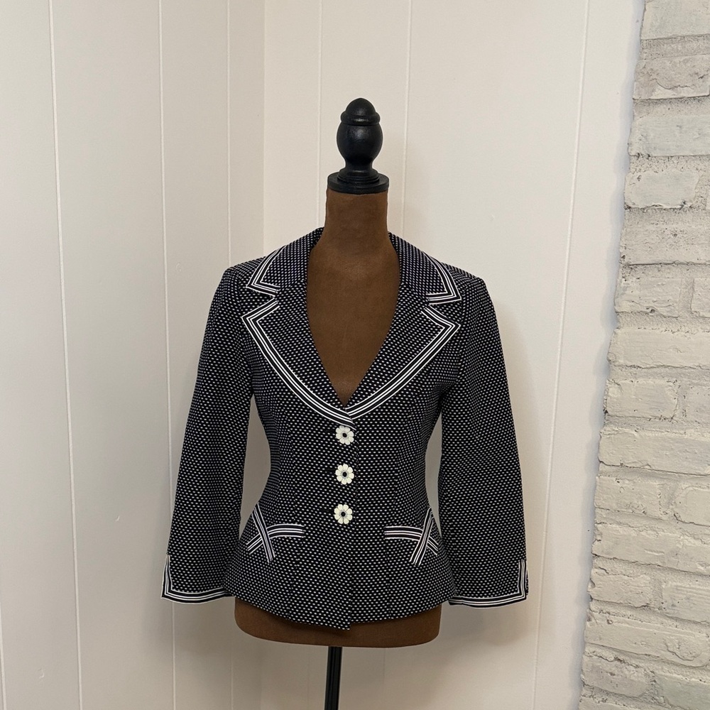 Vintage Nanette Lapore Elegant Black and White Women's Blazer - Made in USA